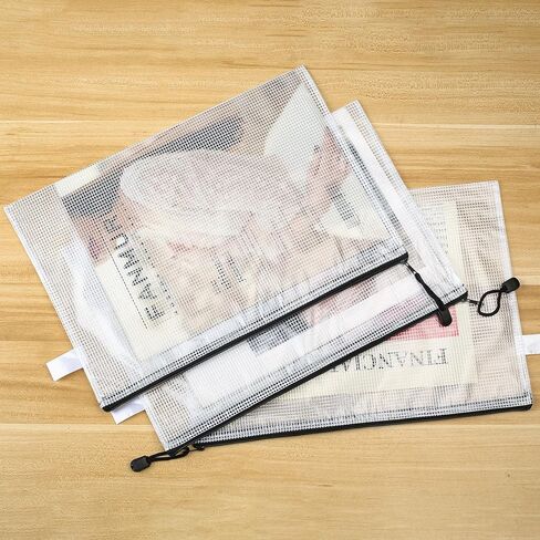 حقيبة شبكية بسحاب، 10 قطع من أكياس المستندات الشبكية بسحاب بلاستيكي مقاس A4، أكياس شفافة بسحاب مقاومة للماء، مجلدات ملفات بسحاب لتنظيم لوازم المكتب المنزلية وتخزين ألعاب الطاولة، 13 × 9.4 بوصة in Kuwait