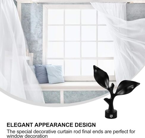 ULTNICE 4 Pcs Curtain Rod Finials Leaf Shaped Curtain Rod End Drapery Rail Pole Head Cap Plug Replacement 28mm in Saudi Arabia