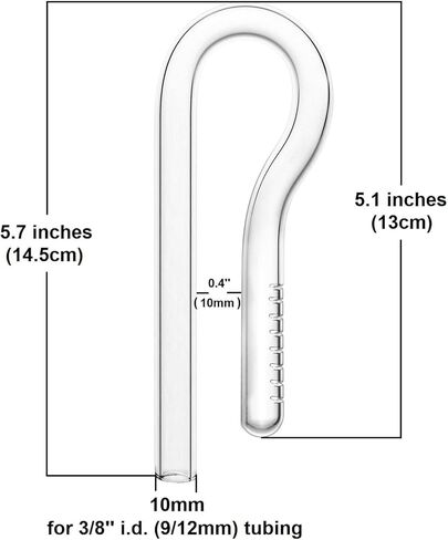 Glass Mini Inflow Lily Pipe for Nano Aquarium Planted Tank (10mm for 3/8''(9/12mm) tubing) in Kuwait