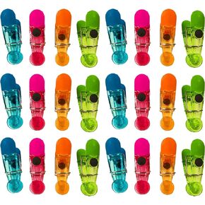 Set of 24 Black Duck Brand All Purpose Magnetic Clips Colorful Bag Clips, Chip Clips Assorted Colors Comfort Grip (24)