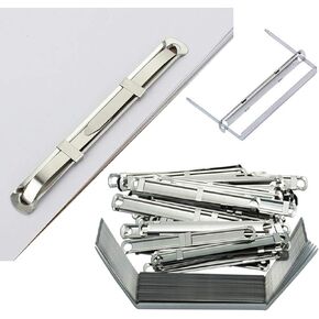UOOOM 50 Sets/Box Office Metal Prong Fasteners Filing Clips for Paper Files, 2 Inch Capacity, 3.15 Inch Base Standard 2-Hole Punch, Silver (50 Sets)