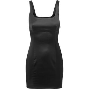 SHESEEWORLD Women's Satin Sexy Sleeveless Square Neck Backless Tank Top Mini Dress