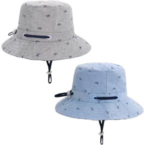 Baby Boy Sun Hats 2 Pack Toddler Kids Summer Print Beach Hat with UPF 50+ Sun Protection