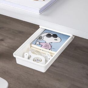 Self Adhesive Under Desk Drawer Slide Out - Hidden Under Desk Storage Drawers - Attachable Drawer Under Desk Organizer for Office, Classroom, Home Desk - Hidden Under Desk Drawers (Small)