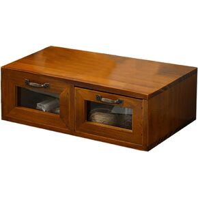 LIFKOME Wooden Storage Box, Desktop Organizer with Drawers Bamboo Desk Drawer Tabletop Storage Organization Box Wood Desktop Storage Cabinet with 1 Drawers
