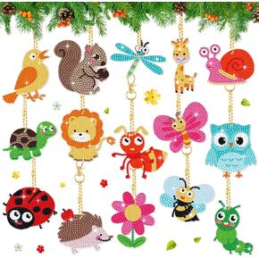 Inbagi 15 Pcs Bee DIY 5D Diamond Painting Keychain Spring Nature Full Drill Making Key Chains Key Ring Diamond Art Keychains Pendant DIY Diamond Accessories for Spring Summer Easter Decor (Bee Style)