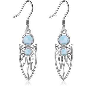 Larimar Dangle Earrings Sterling Silver Bohemia Sun Teardrop Leverback Earrings Earrings Jewelry Gifts for Women Girls
