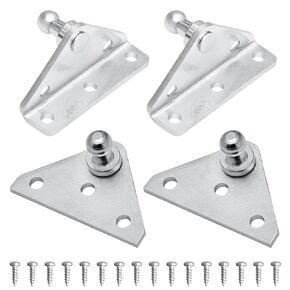 10MM Ball Stud Mounting Brackets for Gas Shock Spring Strut Prop Lift Support, 2 Angled L-Type Mounts and 2 Flat-Type Mounts with 16 Screws，Sliver by FILFOM