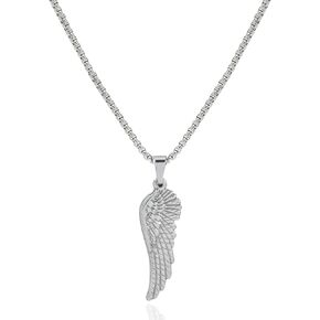 Baronyka Wing Men’s Pendant Necklace, Stainless Steel, 24 – 26 Inch Chain, Silver Plated, Gifts for Men