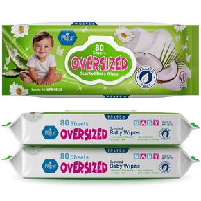 MED PRIDE Oversized 9.5'' x 9.5'' [3 Packs = 240 Wipes Total] Scented XL Baby Wipes Bulk - Large Size Alcohol-Free Baby Wipes With Aloe Vera & Vitamin E- Paraben-Free, Non-Irritating