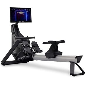 Aviron Strong Series Rower: 22" HD Touchscreen, Dual Air & Magnetic Resistance up to 100 lbs. Game-Based Workouts, Streaming, Compact Design