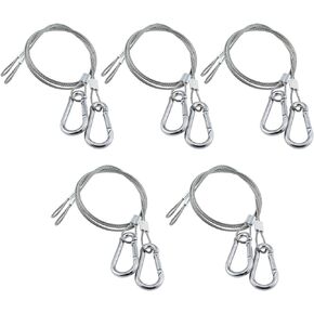 5-Packs(10pcs) Stage Lighting Safety Cable 1/8 Inchx20 Inch Stainless Steel Cable and Safety Ring Compatible with Park Lamp Moving Head Light DJ Light and Stage Light