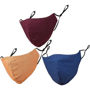 Touchstone Denim look Adjustable filter pocket double layer cotton face mask reusable washable for men, women (Pack of 3). Blue Beby Pink Nevy Blue