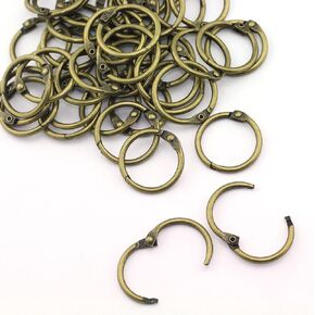 50pcs 1" Bronze Book Ring Metal Loose Leaf Book Binder Hinged Buckle Rings Scrapbook Sketchbook Craft Photo Album DIY Binding Ring 25.4mm