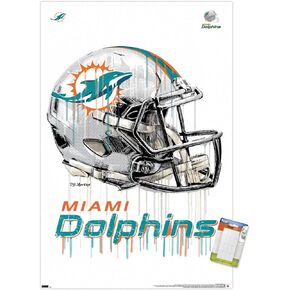 Trends International NFL Miami Dolphins - Drip Helmet 20 Wall Poster, 14.725" x 22.375", Premium Unframed Version