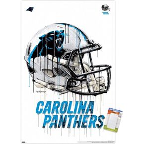 Trends International NFL Carolina Panthers - Drip Helmet 20 Wall Poster, 14.725" x 22.375", Barnwood Framed Version
