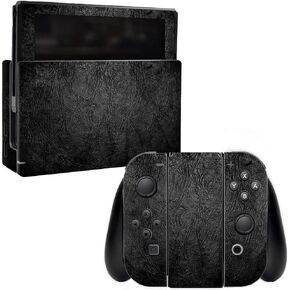 MightySkins Skin Compatible with Nintendo Switch - Black Leather | Protective, Durable, and Unique Vinyl Decal wrap Cover | Easy to Apply, Remove, and Change Styles | Made in The USA