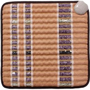 Isabella- Far Infrared Amethyst Jade Obsidian Crystal Stone Tan Mat (18"L x 18"W) - Negative Ion - Adjustable Temperature - Heating Pad