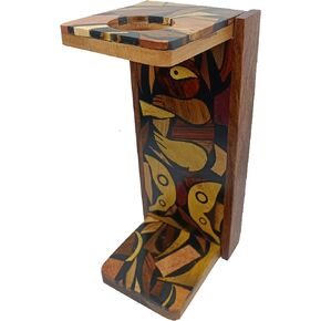 Handmade Portable Foldable Wooden Stand Coffee Maker - CHORREADOR DE CAFE - Made with Resin and Central America Wood by a Craftsman in Costa Rica. Sloth and Butterfly Design. Includes Cloth Filter.