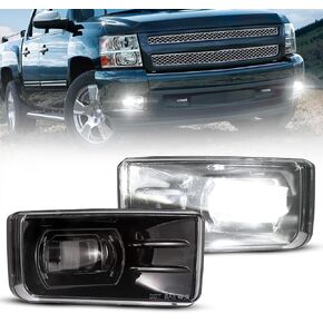 BUNKER INDUST LED Fog Lights Compitable for 2007 2008 2009 2010 2011 2012 2013 2014 Chevy Silverado Tahoe, 30W Bright LED Projector Driving Bumper Fog Lamp Kit OEM Replacement