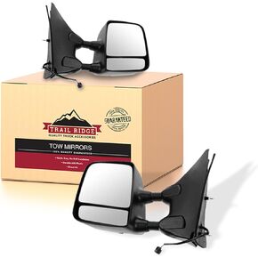 Trail Ridge Tow Mirror Power Textured Black Chrome Pair Set Compatible with Nissan Suzuki