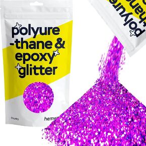 Hemway Polyurethane & Epoxy Resin Glitter 100g / 3.5oz Metallic Crystal Flake Additive for Flooring Jewelry Tumblers Glass Pigment - Chunky (1/40" 0.025" 0.6mm) - Purple Holographic
