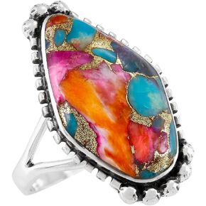 Turquoise Ring Sterling Silver 925 Genuine Gemstones Size 6 to 11