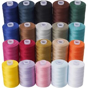 Sewing Thread Kit 20Colors 1000 Yards Polyester Threads Include Black and White for Sewing Machine, Hand Stitching and Quilting Use