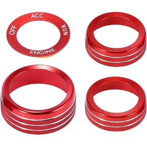 X AUTOHAUX Air Conditioner Knob Ring Covers Engine Start Button Cover Set Fit for Dodge Challenger Charger Durango 2015-2020 for Chrysler 300/300s 15-20 Blue