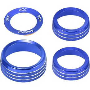 X AUTOHAUX Air Conditioner Knob Ring Covers Engine Start Button Cover Set Fit for Dodge Challenger Charger Durango 2015-2020 for Chrysler 300/300s 15-20 Blue