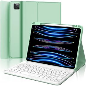 SENGBIRCH Funda con Teclado de Español لجهاز iPad Air 11 بوصة (M2) 2024، iPad Pro 11، iPad Air الجيل الرابع/الخامس مع سماعة بلوتوث مغناطيسية قابلة للفصل، تلقائية للتشغيل/الموت، أزرق
