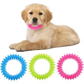 Puppy Teething Chew Toys, 3 Packs Small Dog Puppy Toy Ring 360° Clean Pet Teeth and Soothe Itching Rubber Dog Chew Toy Oral Health Puppy Interactive Chew Toys
