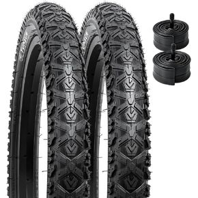 YUNSCM 18" Bike Tires 18 x 2.125/57-355 60TPI and 18" Bike Tubes Schrader Valve Compatible with Mountain/Off Road Bike 18x1.90 18x1.95 18x2.1 18x2.125 18x2.20 18x2.25 Bicycle Tires and Tubes (Y-1120)