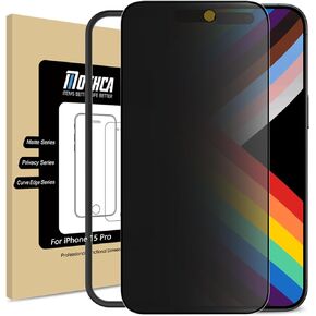 Mothca Matte Privacy Screen Protector for iPhone 15 Pro [6.1 inch] with Easy Installation Tool, Anti Spy Anti Glare Full Coverage Tempered Glass Film, Anti-Fingerprint, Case Friendly, Smooth as Silk