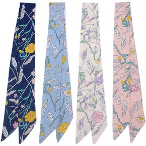 4pcs Simple Small Flowers Design Bag Handbag Handle Ribbon Scarf Hair Head Band Neck Scarf Neckerchief Scarf Head Wrap Fashion Gifts