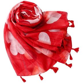 Red Love Heart Scarf Shawls and Wraps with Tassels for Women Valentine's Day Mother's Day Gift Fashion Scarves for Spring Summer Fall Winter