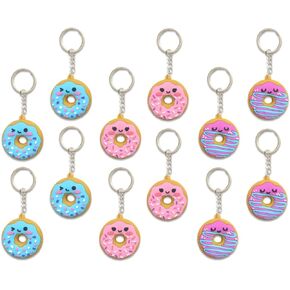 Donut Soft Rubber Keychains - Pack of 12, Aprox. 2'' x 2'' (KP4377)