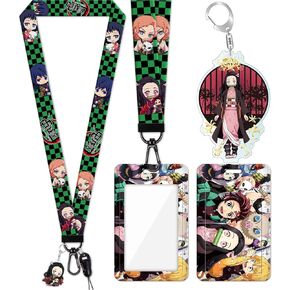 Neck Lanyard with ID Badge Holder for Keys Cute Kawaii Anime Plaid Key Chain Card Lanyards for Women Men Guys Girl Boys Kids Teachers The Office Green Keychains GS319