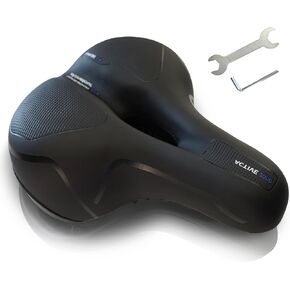 Wide Bike Saddle for Men/Women Comfort Bike Seat with Dual Shock Absorbing Ball Memory Foam Soft Bike Seat Cushion Fit for Stationary/Exercise/Indoor/Mountain/Road Bikes