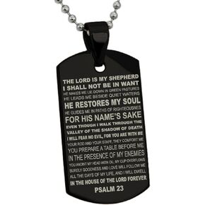Stainless Steel Psalm 23 Bible Verse Dog Tag