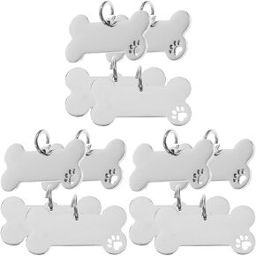 LUOZZY 12 pcs Stainless Steel Pet ID Tags Bone-Shaped Tags Engraved Personalized Dog Tags for Pets