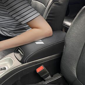 for Dodge Journey 2011-2020 Car Armrest Cover Center Console Pad Covers Scratch Resistance Box Cover Leather Protector Pad Interior Decoration Accessories(Black+Black Stitches)