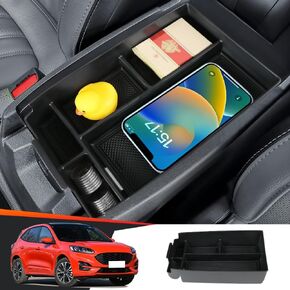 Car Center Console Organizer Tray for Ford Escape 2020 2021 2022 2023 2024 and Ford Bronco Sport 2021-2024 Auto Interior Accessories Front Seat Middle Armrest Box Storage Bag Hidden Accessory