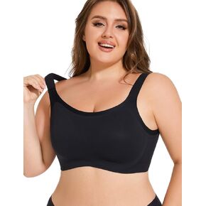 Wide Strap Back Smoothing Bra,Womens Bras No Underwire Full Support,Comfortable Sleep Bras for Women,Hide Back Fat