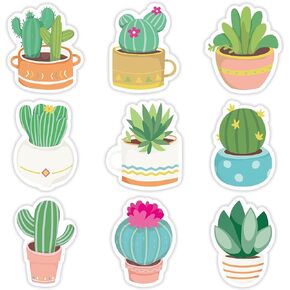 27 Pieces Cactus Sticky Notes Cacti Self-Stick Notes Sticky Memos Succulent Self-Adhesive Note Pads Set for Reminder Studying School Office Home Supplies, 9 Designs