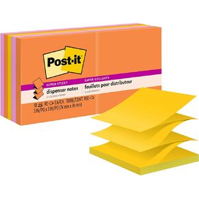 Post-it Super Sticky Dispenser Pop-up Notes, 10 Sticky Note Pads, 3 x 3 in., 2X the Sticking Power, School Supplies and Oﬃce Products, Use with Post-it Note Dispensers, Energy Boost Collection