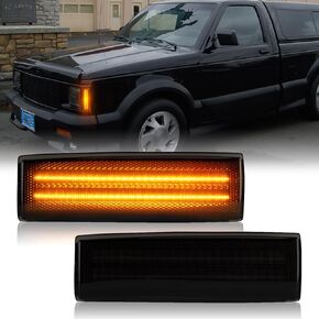 Gempro LED المصد الأمامي أضواء العلامات الجانبية لـ 1983-1994 Chevy Blazer S10 GMC Jimmy S15 مصابيح علامة العنبر، قطعتان (لين مدخن)