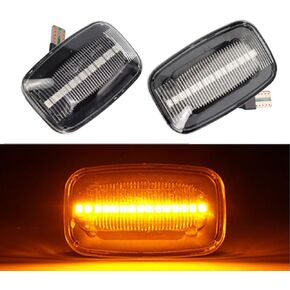 2Pcs Dynamic LED Fender Side Marker Turn Signal Light Side Repeater For Toyota Land Cruiser 70 80 100 Series (White)