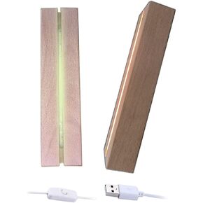 2 pcs 7.08" Wooden LED Light Display Base, Wooden Rectangular LED Light Display Base for Acrylic and Plexiglass, Night LED Light Base with USB Switch (Warm)