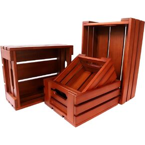 Rustic Vintage Finished Wooden Crate with Handles - Nesting Storage, Display, Organization Crate for Party, Office, Bedroom, Kitchen and Closet - (Rustic Black set of 2)
